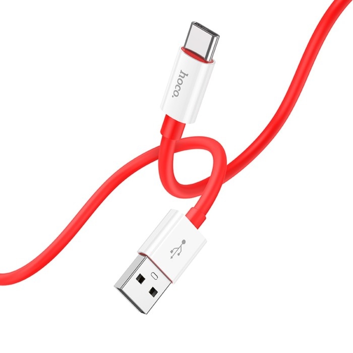Кабель Hoco X87, Type-C - USB, 3 А, 1 м, оплётка силикон, красный Кабель Hoco X87, Type-C - USB, 3 А, 1 м, оплётка силикон, красный