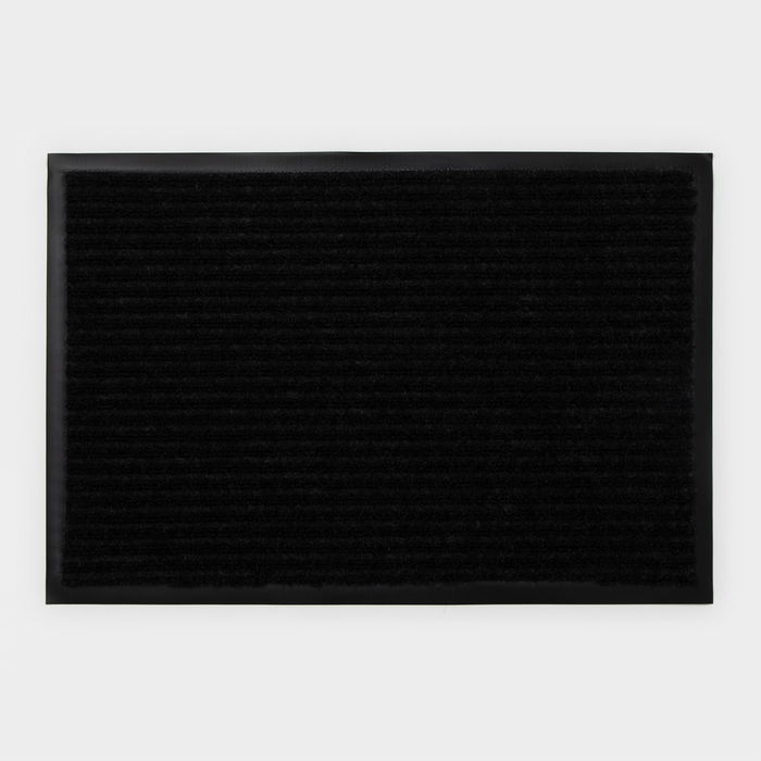 Коврик придверный влаговпитывающий, ребристый, «Стандарт», 40×60 см, чёрный Коврик придверный влаговпитывающий, ребристый, «Стандарт», 40×60 см, чёрный
