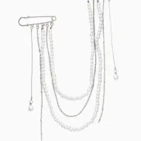 Булавки "Аксельбант", жемчуг, цвет белый в серебре