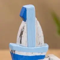 Календарь настольный "Парусник" дерево 7х4х11 см синий