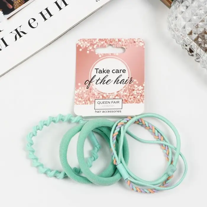 Резинка для волос "Жанет" (набор 5 шт) косичка полоски, 5 см