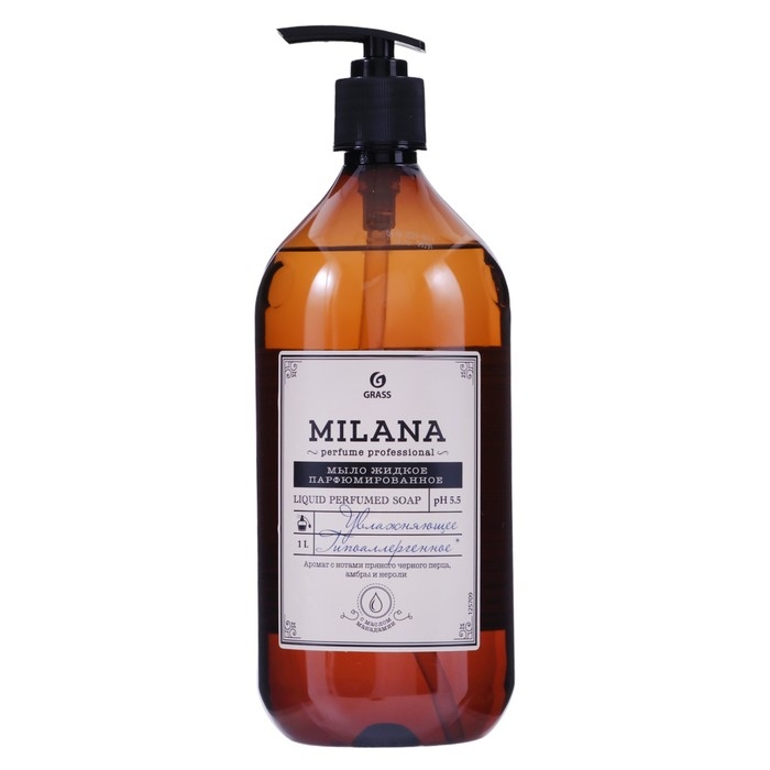 Жидкое парфюмированное мыло Milana Perfume Professional, black pepper & amber, neroli, 1 л Жидкое парфюмированное мыло Milana Perfume Professional, black pepper & amber, neroli, 1 л