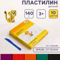 Пластилин 10 цветов 140 г, Гамма &laquo;Юный художник&raquo;, со стеком, картонная упаковка