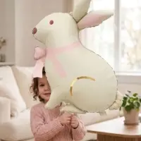 Воздушный шар фольгированный 27" &laquo;Белый кролик, розовый бант&raquo;