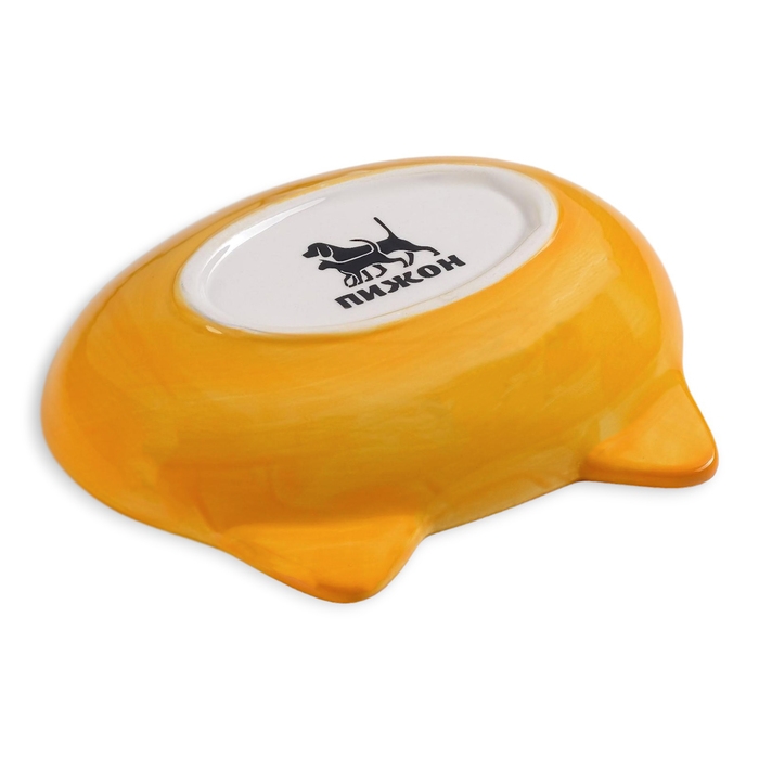 Миска керамическая овальная Миска керамическая овальная "Кошачья мордочка" 200 мл 14 х 12 х 3,5 см, жёлтая/белая