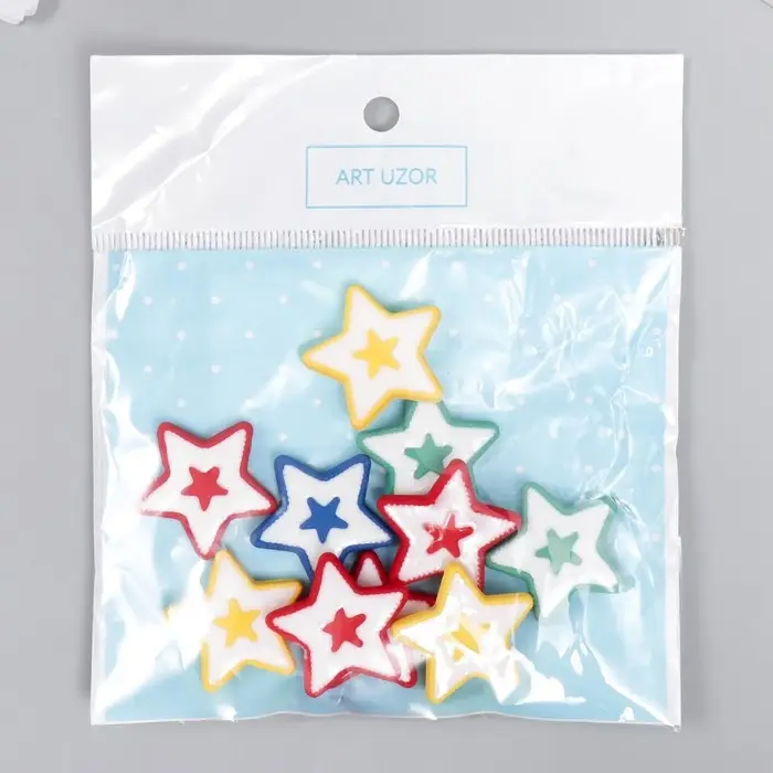 Акриловая бусина для рукоделия и плетения &laquo;Арт Узор. Звёздочки&raquo;, 0.4&times;2.3&times;2.3 см, МИКС
