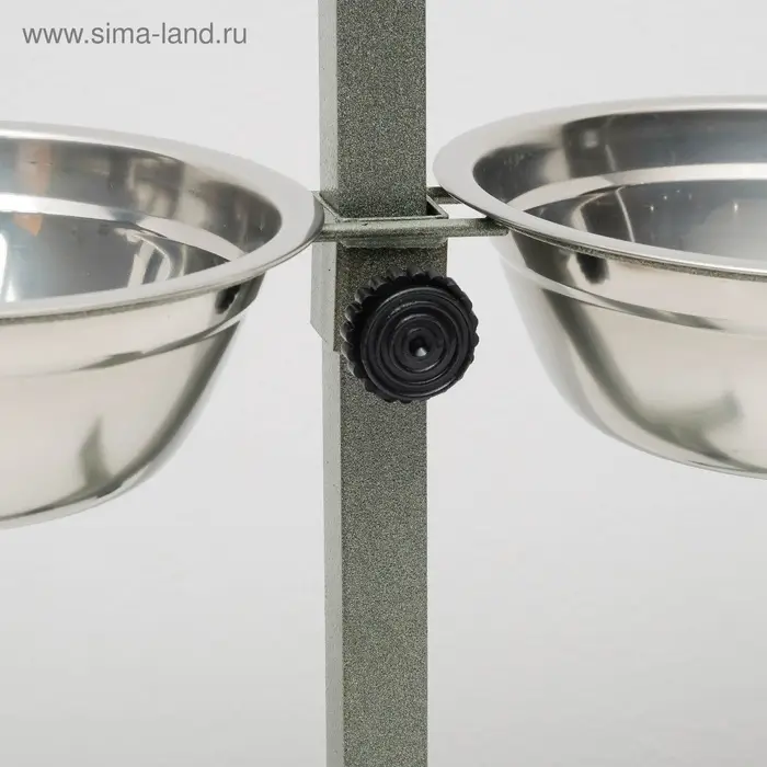 Подставка с мисками, 2&times;700 мл, высота 40 см, разборная, зелёная