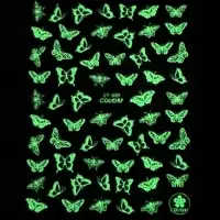 Наклейки для ногтей &laquo;Бабочки&raquo;, флуоресцентные, белые
