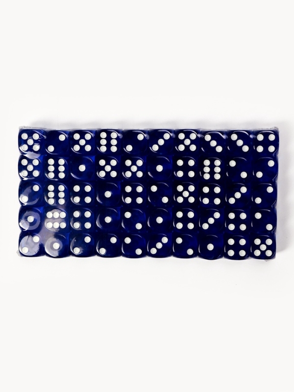 Кости игральные, 1.6 х 1.6 см, набор 50 шт, синие Кости игральные, 1.6 х 1.6 см, набор 50 шт, синие