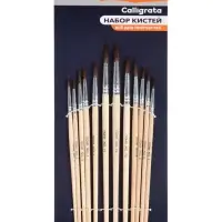 Набор кистей для рисования, пони, 12 штук: № 1, 2, 3, 4, 5, 6, 7, 8, 9, 10, 11, 12, круглые, деревянная ручка, международный размер