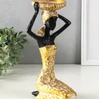 Подсвечник полистоун "Африканка в косынке с цветами" золото d=8 см 14х15х27,5 см Подсвечник полистоун "Африканка в косынке с цветами" золото d=8 см 14х15х27,5 см