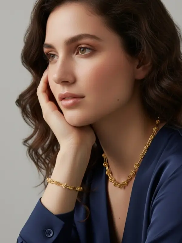 Набор 2 предмета: цепь, браслет &laquo;Узел&raquo;, 20, 40 см, медь, цвет золото