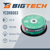 Носители информации Bigtech YCDRB003 CD-R 700 МБ/52х/25шт/уп (бокс)