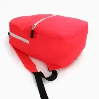 Рюкзак молодёжный на молнии, с карманом, однотонный, 29&times;12&times;39 см, красный