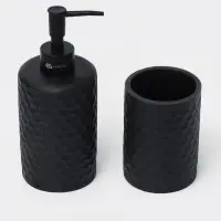 Набор аксессуаров для ванной комнаты SAVANNA, 2 предмета, дозатор, стакан, чёрный