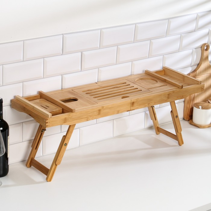 Столик- винница для ванны, большой, 75 (109) х 23 х 4,5 см, дерево Столик- винница для ванны, большой, 75 (109) х 23 х 4,5 см, дерево