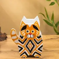 Подставка под ручки &laquo;Котик&raquo;, 12&times;8&times;15 см, дерево албезия