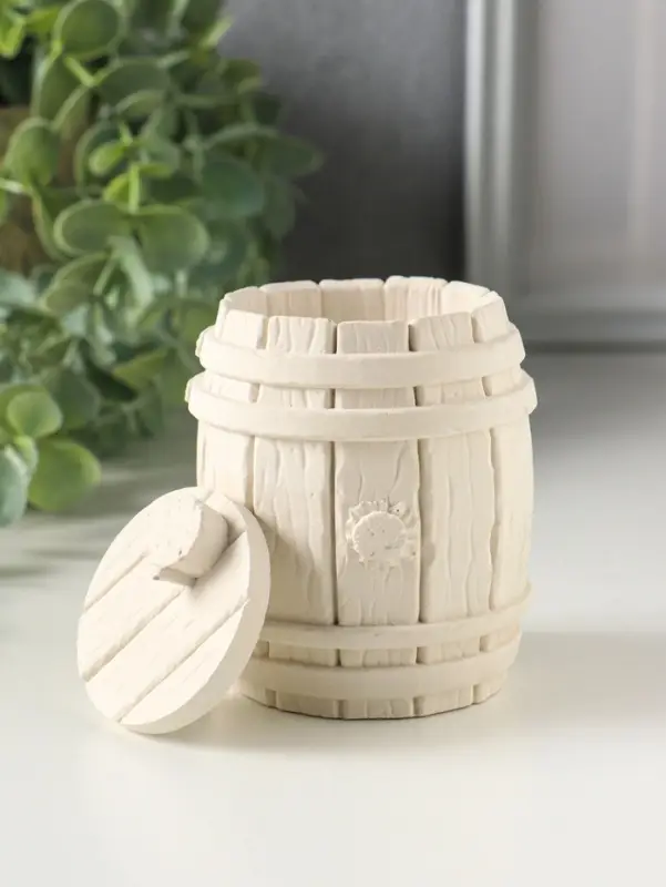 Шкатулка с крышкой, для украшений &laquo;Бочка&raquo;, 8&times;6 см, гипс