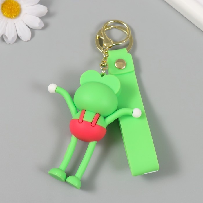 Брелок резина с карабином, ремешком Брелок резина с карабином, ремешком "Лягуха" руки-ноги вытягиваются 3х4,7х8,8 см