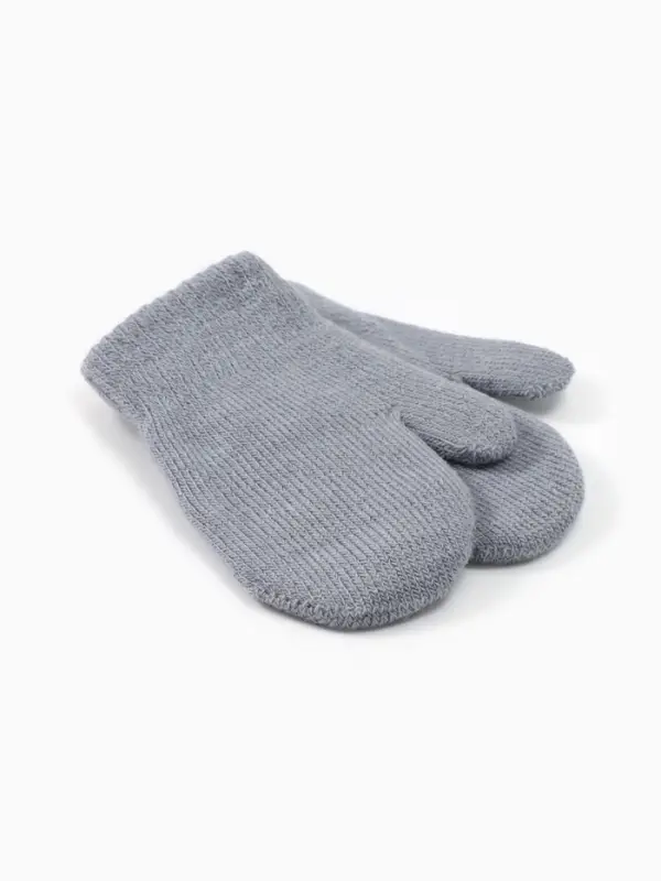 Варежки детские MINAKU двухслойные, цвет серый, 12 см