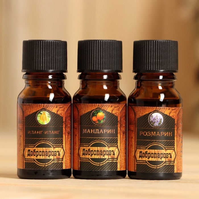 Набор эфирных масел по 10 мл Добропаровъ, микс ароматов: Иланг-Иланг, Розмарин, Мандарин Набор эфирных масел по 10 мл Добропаровъ, микс ароматов: Иланг-Иланг, Розмарин, Мандарин