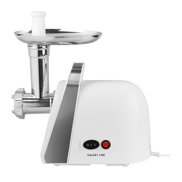 Мясорубка Galaxy LINE GL 2421, 1600 Вт, 1.5 кг/мин, реверс, 2 насадки, белая Мясорубка Galaxy LINE GL 2421, 1600 Вт, 1.5 кг/мин, реверс, 2 насадки, белая