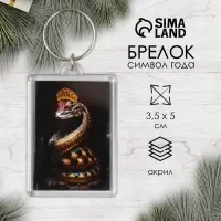 Брелок для ключей на кольце «Змея с короной», акрил, 3.5×5 см