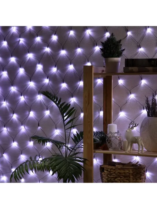 Гирлянда &laquo;Сеть&raquo; 1.6&times;1.6 м, IP20, тёмная нить, 144 LED, 8 режимов, 220 В, свечение белое