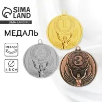 Медаль призовая &laquo;2 место&raquo; серебро 017, d=4.5 см, без ленты