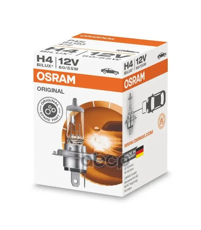 h4 12v (6055w) лампа стандарт Osram арт. 64193