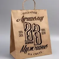 Пакет подарочный бумажный, «23 Февраля», 24×14×28 см