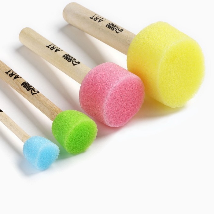 Кисть для рисования спонж набор 4 штуки, цветные «Коты-художники» Кисть для рисования спонж набор 4 штуки, цветные «Коты-художники»