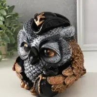 Копилка "Сова в треуголке" 18х17 см, бронза с серебром Копилка "Сова в треуголке" 18х17 см, бронза с серебром