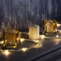 Гирлянда &laquo;Нить&raquo; 2 м, роса с насадками &laquo;Бусы&raquo;, IP20, серебристая нить, 20 LED, от батареек АА&times;2, 2 режима, свечение тёплое белое