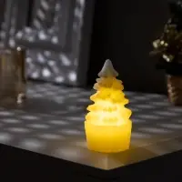 Светодиодная фигура &laquo;Свеча ёлка&raquo; 4.5&times;10&times;4.5 см, пластик, от батареек AG13&times;3, свечение тёплое белое