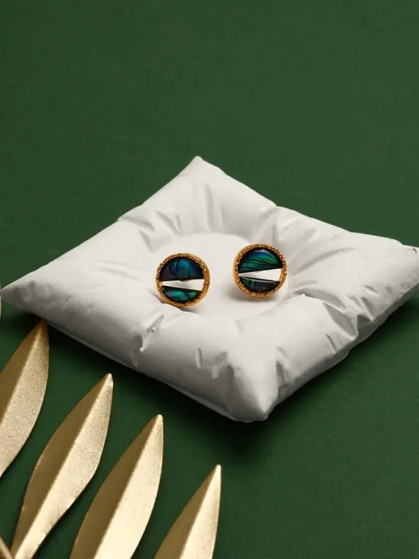 Серьги &laquo;Галиотис&raquo;, круг, зелёные в золоте