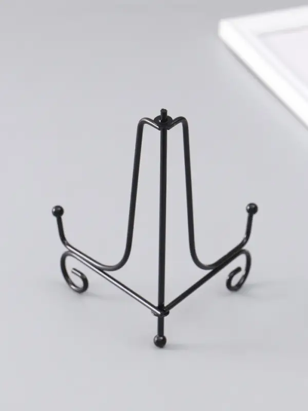 Подставка для тарелки декоративной d=15-18 см &laquo;Узорная&raquo;, металл, 15&times;9.5 см, чёрная, набор 5 шт.