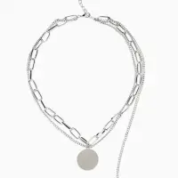 Кулон &laquo;Цепь&raquo;, звенья, 2 нити, цвет серебро, 42 см