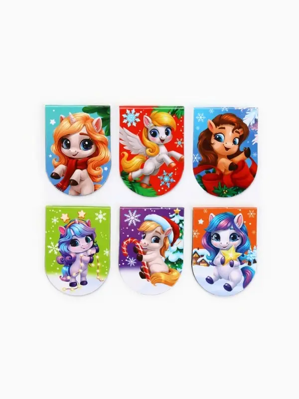 Закладки магнитные на подложке Закладки магнитные на подложке "Лошадка", 6 шт