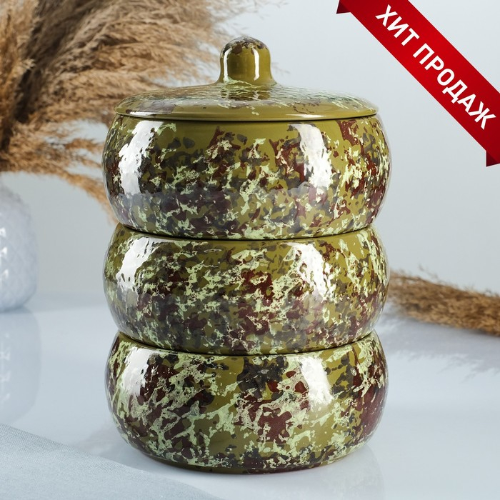 Набор для холодца  Набор для холодца "Русский" 3х0,9л / 16,5х23см, малахитовый