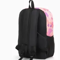 Рюкзак школьный на молнии, с карманами, с рисунком, размер 30&times;13&times;42 см, розовый