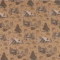 Бумага упаковочная бурый крафт &laquo;Снежная деревня&raquo;, 1 лист, 70&times;100 см