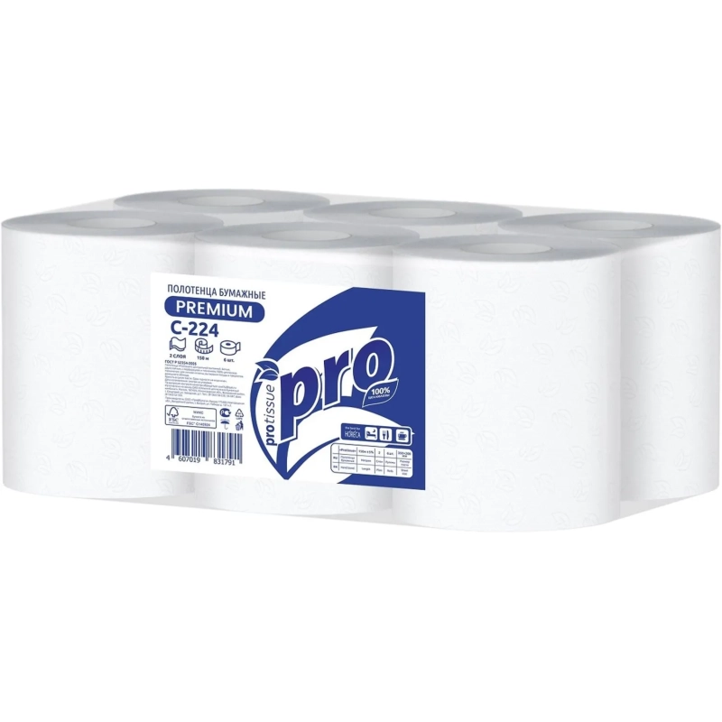 Полотенца бумажные д/дисп. Protissue   ЦВ 2сл.150м 6 рул С224