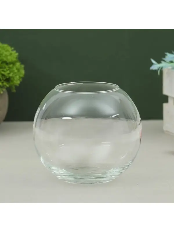 Ваза для цветов &laquo;Кюгель-2&raquo;, шаровая, 950 мл, d=7.5 см, 11&times;11 см, стекло, прозрачная