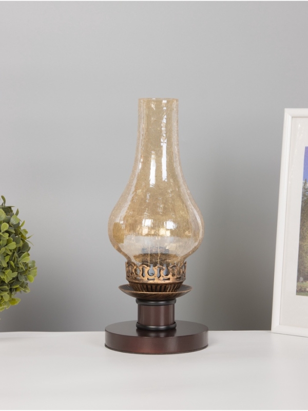 Лампа настольная BayerLux ЭКО Лампа настольная BayerLux ЭКО "Татьяна" 1х40Вт Е27 венге/мед 14х14х34см