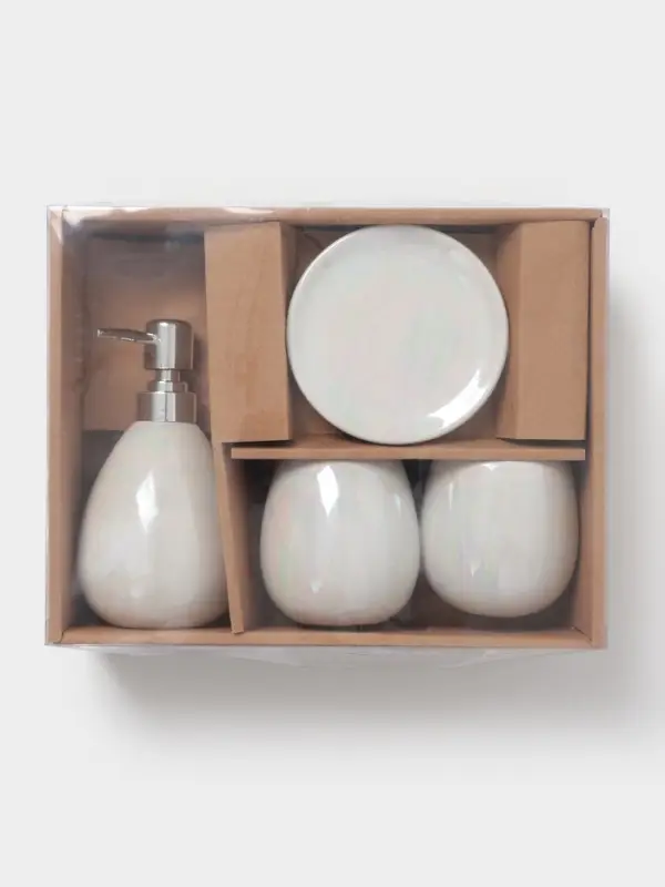Аксессуары для ванной Pearl, 4 предмета: мыльница, дозатор для мыла 400 мл, 2 стакана