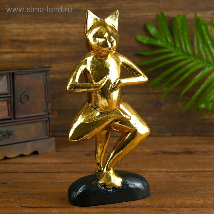 Сувенир дерево Сувенир дерево "Кот йог" 15х7х35 см