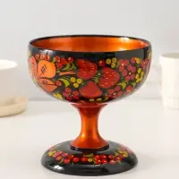 Конфетница на ножке &laquo;Сласть&raquo;, 14.5&times;15 см, дерево, хохлома