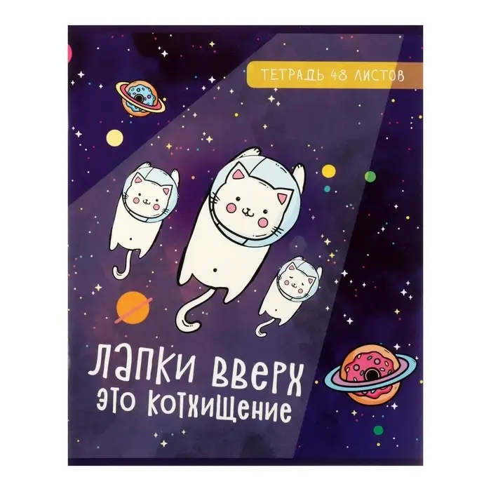 Комплект тетрадей из 5 штук, 48 листов в клетку Calligrata &laquo;Космокот&raquo;, обложка мелованный картон, блок офсет