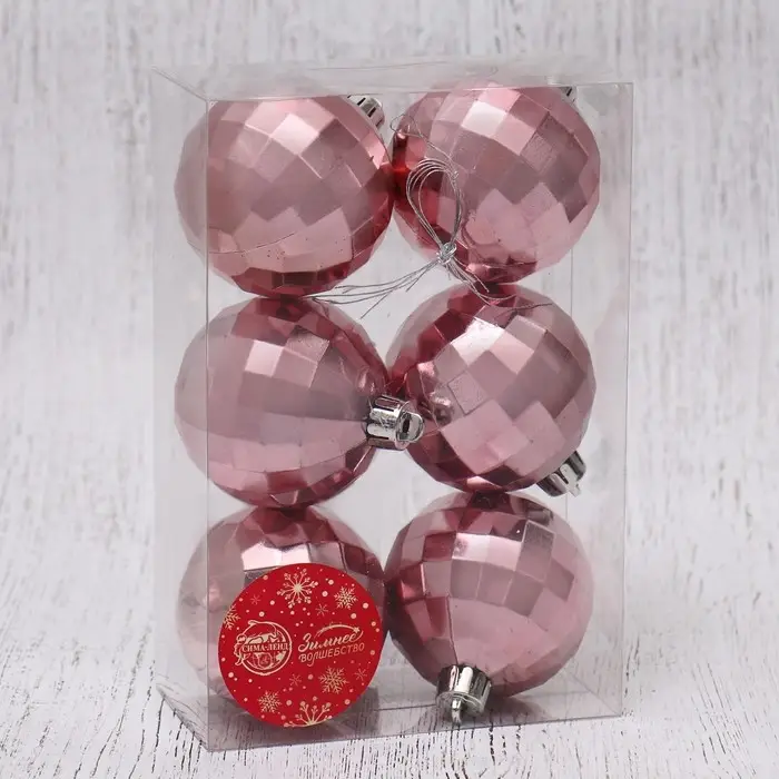 Ёлочные игрушки «Диско дни», шары новогодние, d=6 см, набор 6 шт., розовый Ёлочные игрушки «Диско дни», шары новогодние, d=6 см, набор 6 шт., розовый